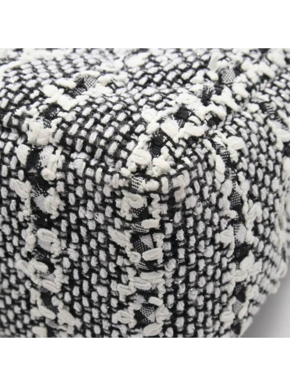 Chanel Shoulder Bag Quilted Faux Pearl White Black Fabric Leather Small Flap
